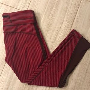 Lululemon Striped Leggings. Red And Maroon Size 10 - image 1